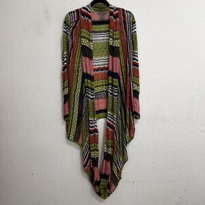Sharon Young Multicolor Striped Wrap Around Cardigan Lightweight Size L